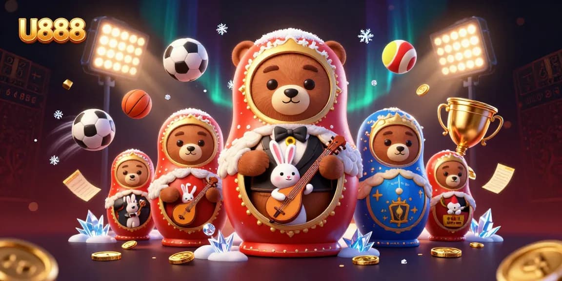 Unveil exciting wins at U888 with a dynamic scene of casino charm and energetic gambling elements.