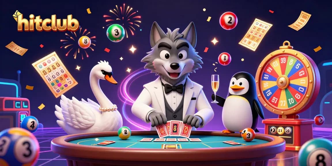 Engage with hitclub's vibrant gambling scene featuring lively 3D characters and dynamic gaming elements.