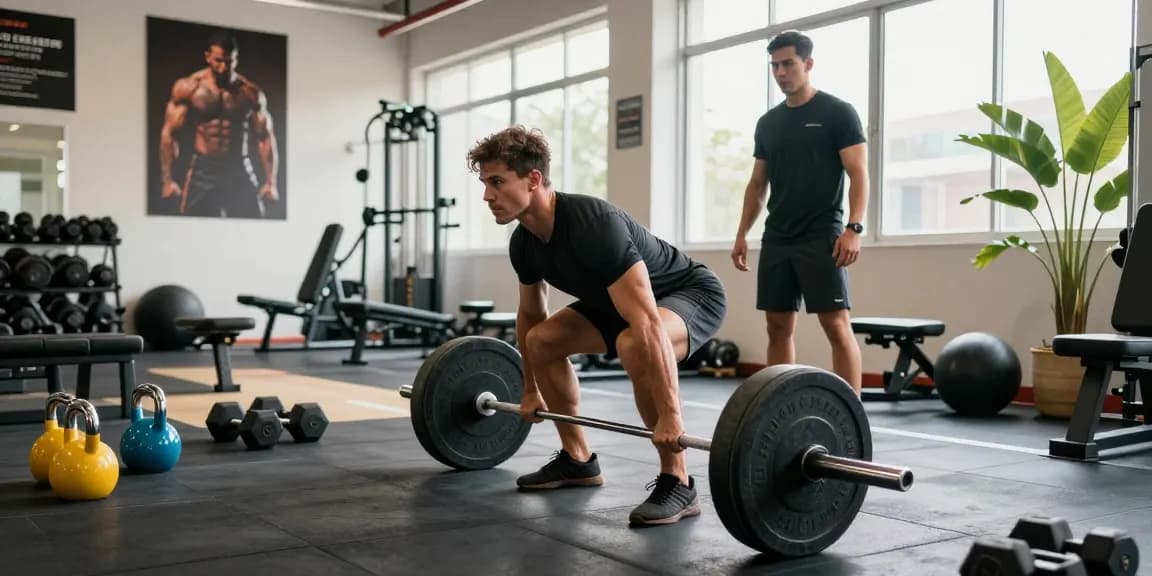 Athletic man lifting weights in a gym showcasing Prime Pharma Steroiden for increased strength and fitness.