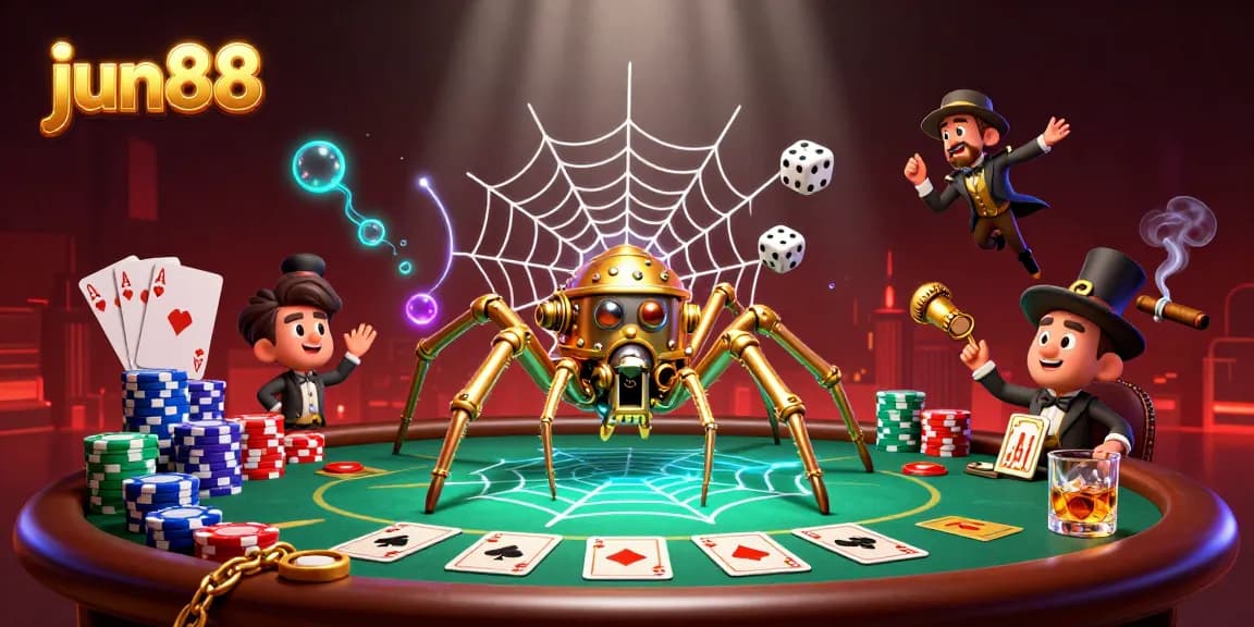 Engage in thrilling gameplay at Jun88 with a dynamic steampunk casino scene enriched with poker elements.