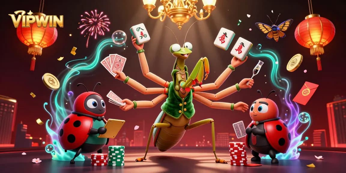 Experience the captivating VIPWIN casino with a dynamic scene of card play and gaming excitement.