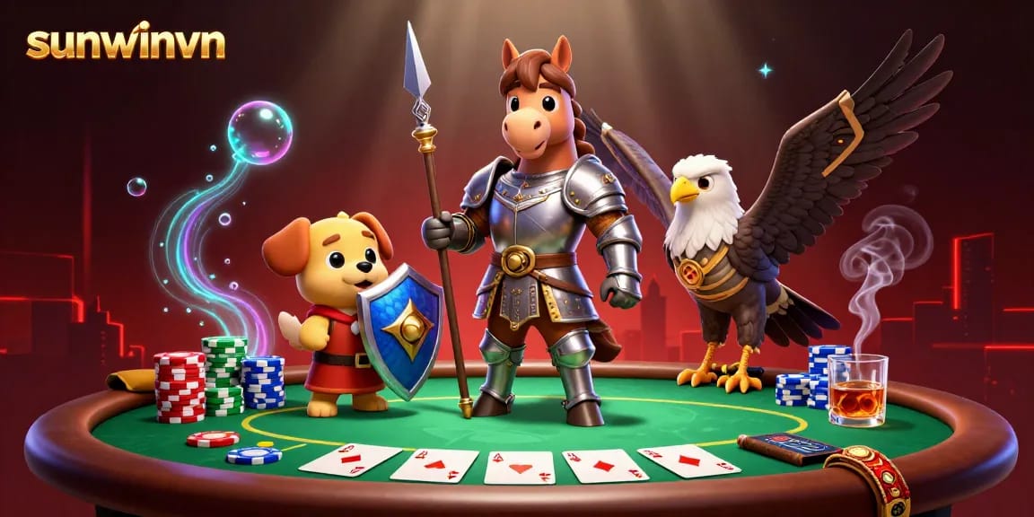 Experience the thrill of sunwinvn with an exciting poker scene featuring a knight and his companions.