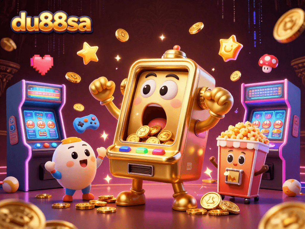 Play and win at du88sa with colorful slots and exciting game elements in a vibrant casino scene.