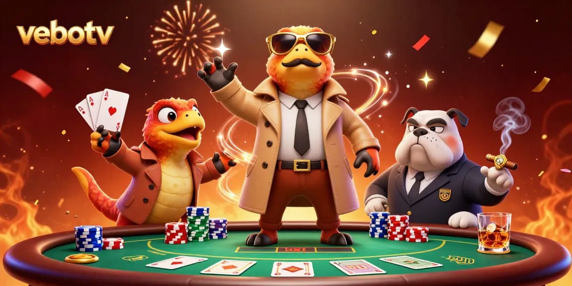 Experience vebotv's lively casino scene with raptors and poker action coming to life.