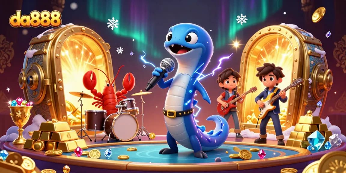 Experience the thrilling atmosphere of da888's underwater casino with vibrant characters and gems.