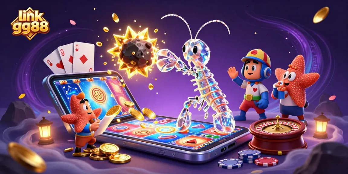 Experience the excitement of link gg88 as golden coins explode from a slot game surrounded by vibrant casino elements.