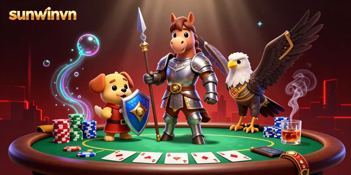 Experience the thrill of sunwinvn with an exciting poker scene featuring a knight and his companions.