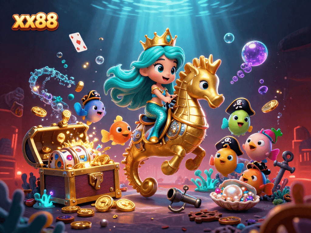 Join the excitement at xx88 with a vibrant 3D mermaid casino adventure featuring dynamic slot elements.