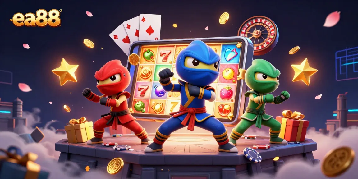 ea88 showcases a vibrant scene of chameleons and casino games, enhancing gaming excitement.