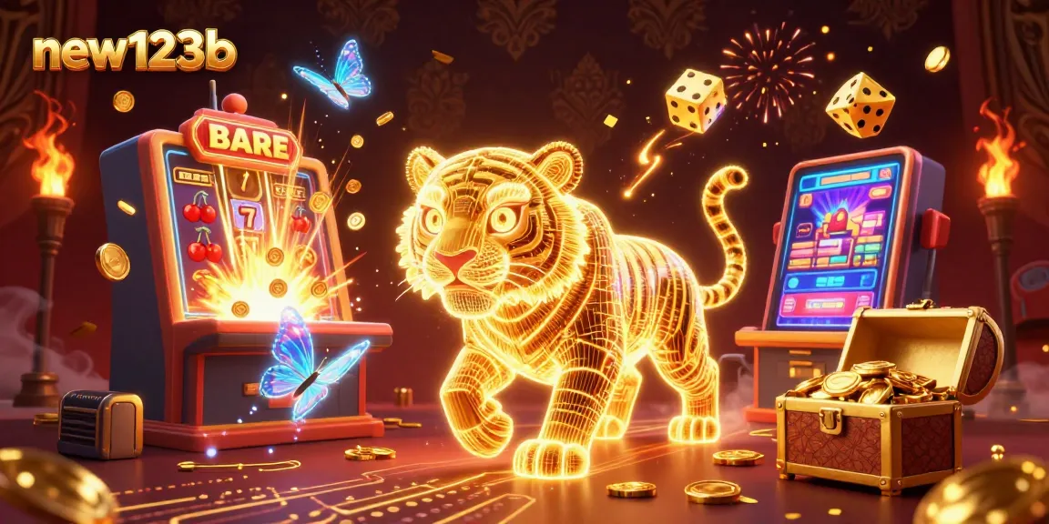Experience thrilling wins at new123b with the golden tiger in a rich casino landscape.