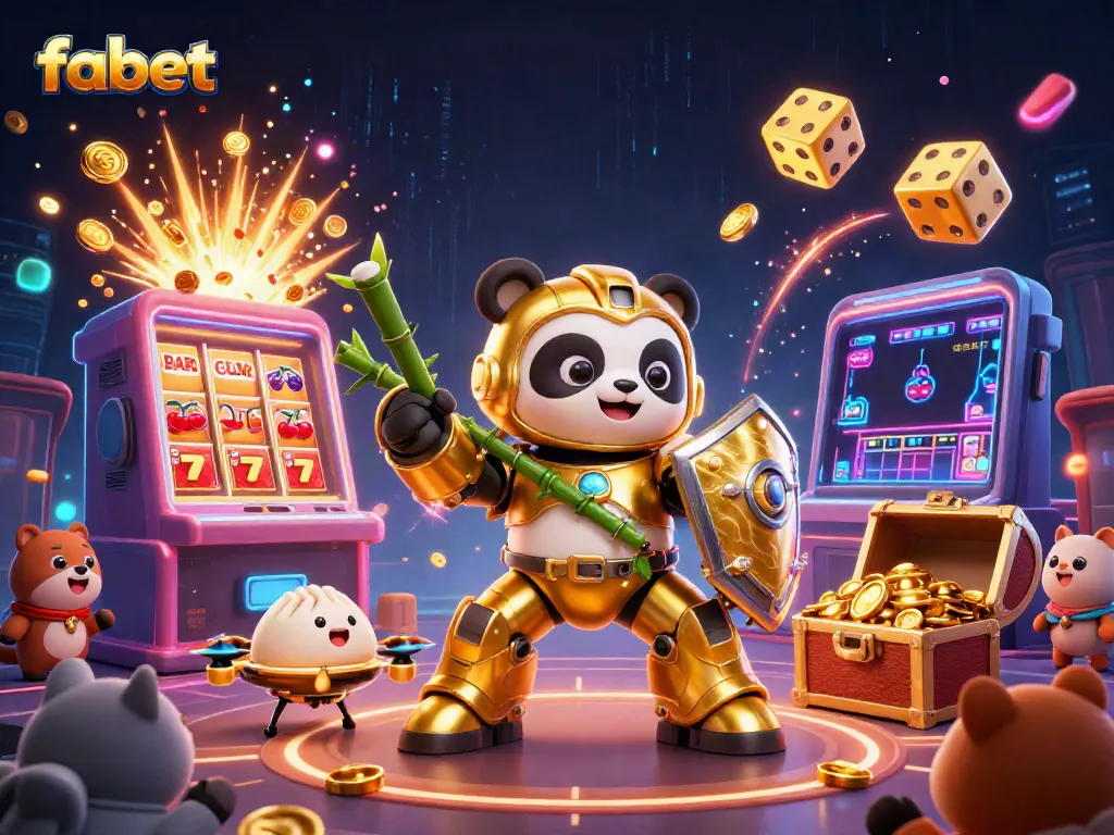 Experience fabet's vibrant casino universe with dynamic characters, slot machines, and energetic visuals.