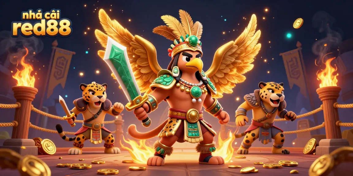 Experience thrilling action at nhà cái red88 with our captivating Aztec warriors in a dynamic casino scene.