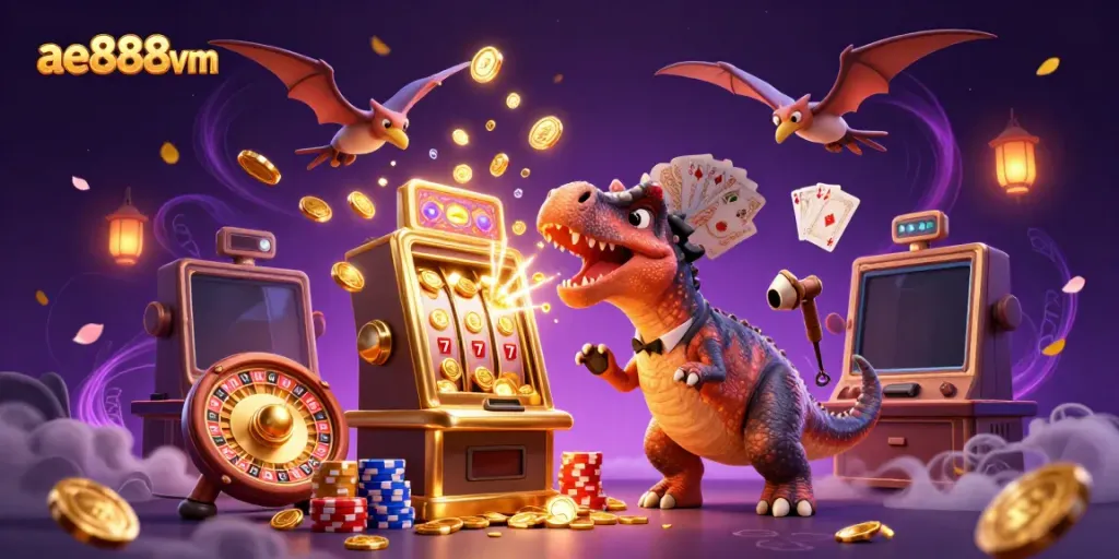 Experience thrilling jackpots with ae888vm's vibrant casino scene featuring dynamic characters.