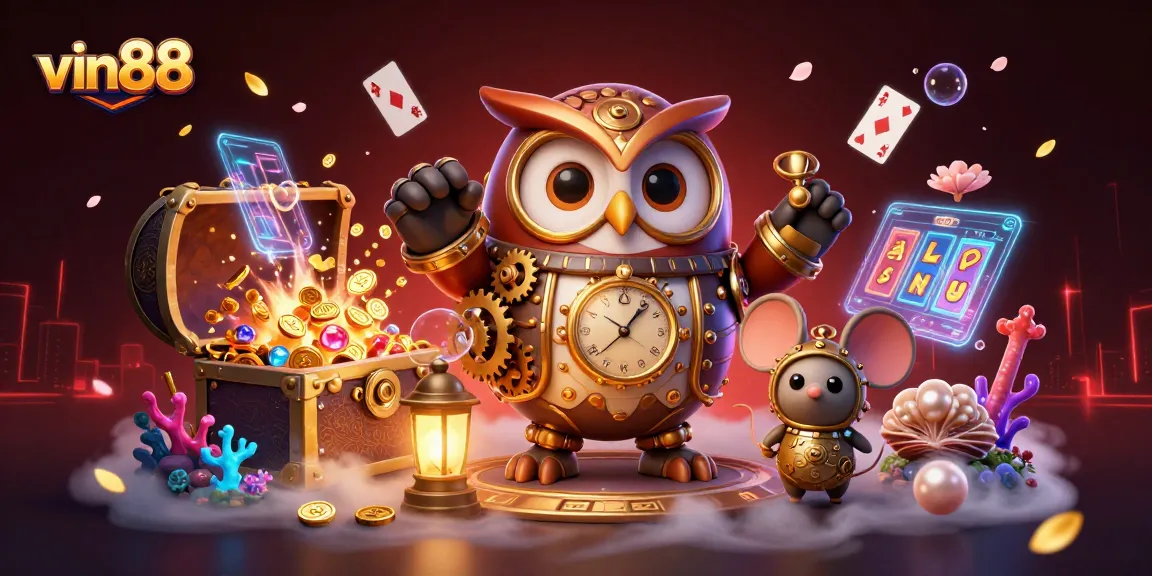 Experience vibrant 3D casino action with vin88 in a captivating animated scene.