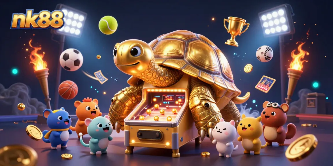 Engage with the exciting nk88 tortoise pinball experience surrounded by dynamic sports elements.