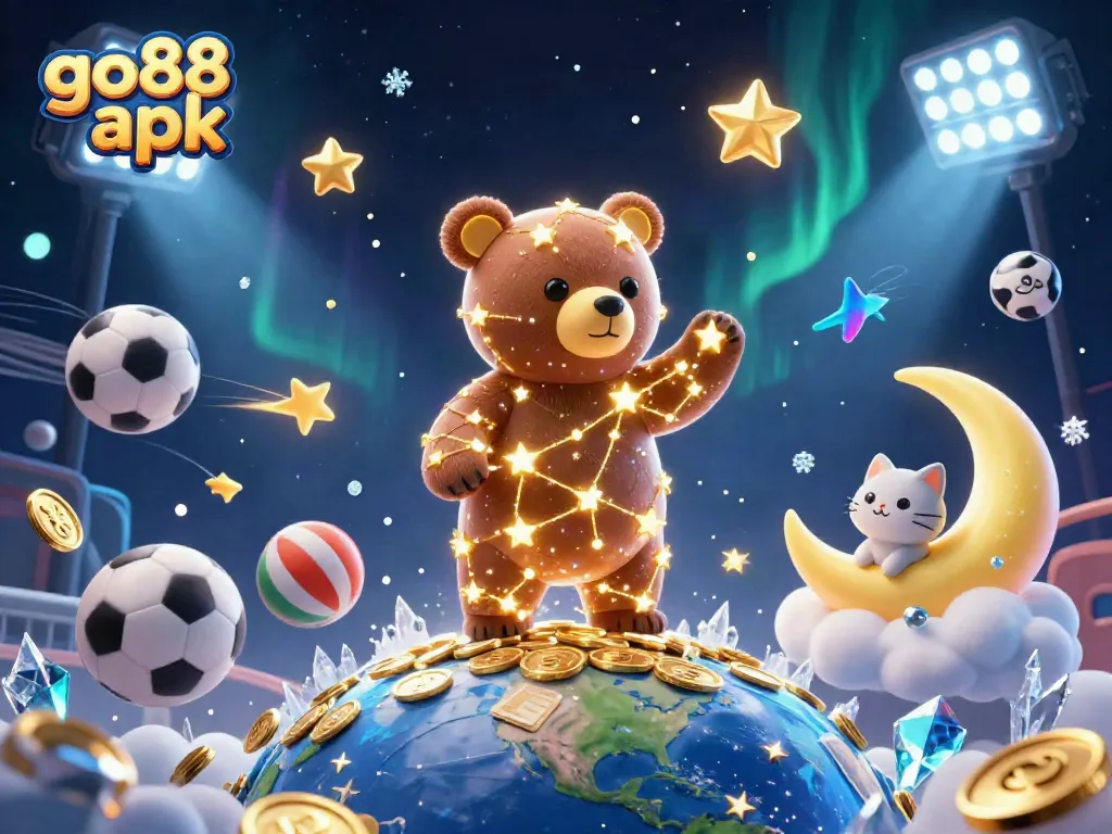 Experience thrilling gameplay with go88 apk, featuring a vibrant constellation bear and exciting casino elements.