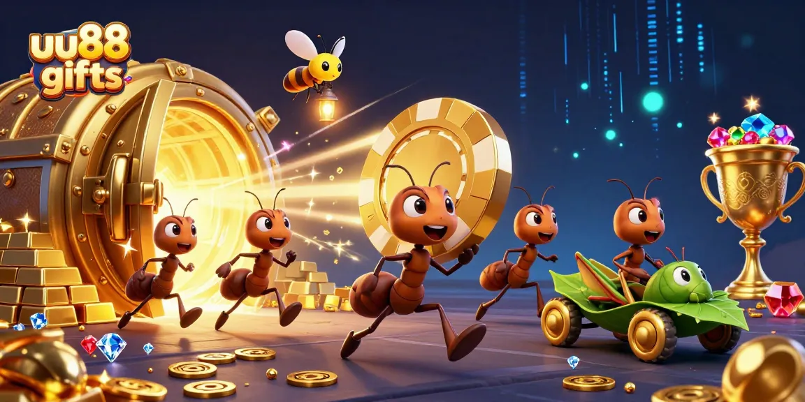 Engage with uu88 gifts through a vibrant 3D scene of ants executing a casino heist.