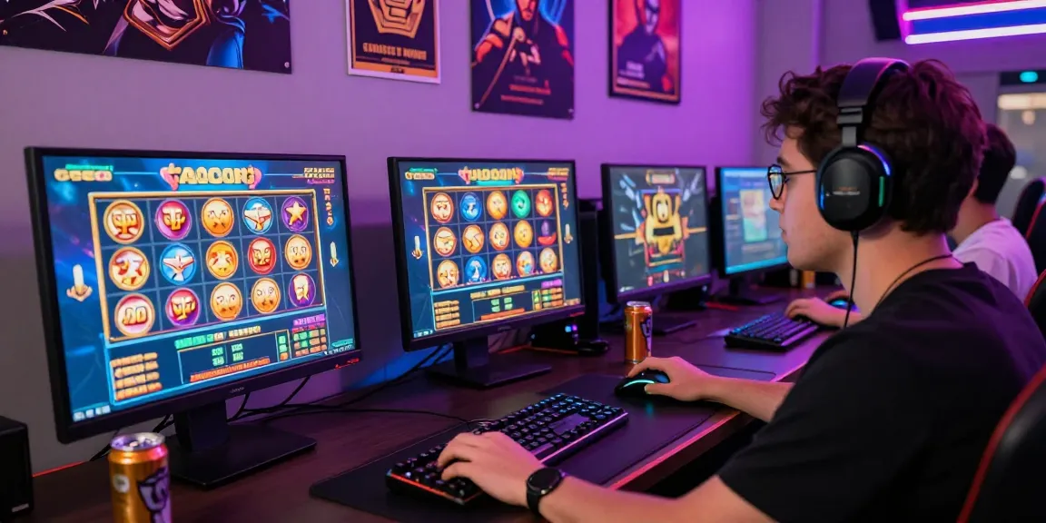 Permainan slot gacor online yang seru dengan desain grafik berwarna-warni dan suasana gaming yang hidup.