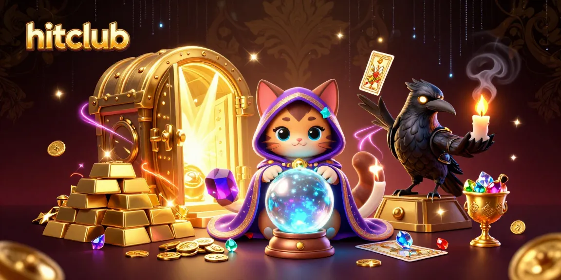 Players spin and win at hitclub with mystical characters and dazzling treasures in a vibrant casino scene.