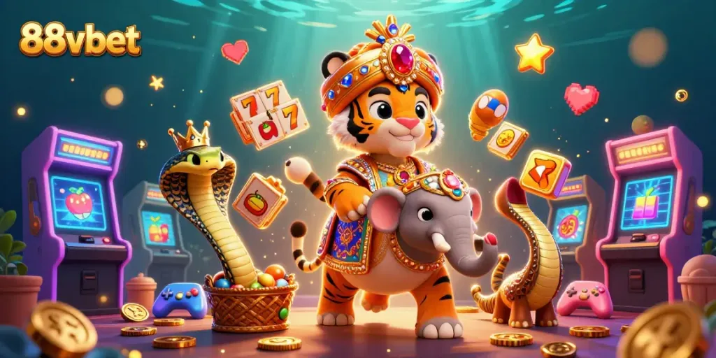 Experience the vibrant thrills of 88vbet with a stunning casino adventure scene.