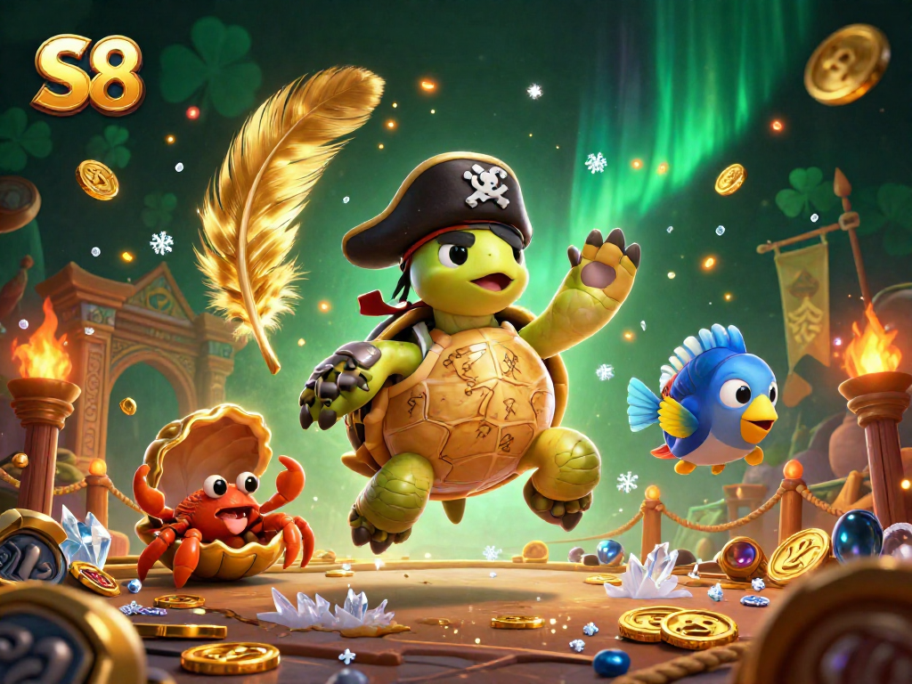 Join the thrilling S8 gaming adventure with pirate turtle and friends finding treasure!