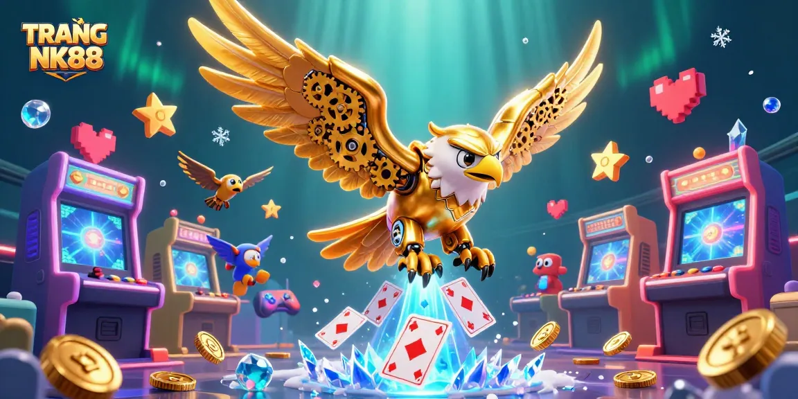 Experience the thrill of TRANG CHỦ NK88 with gaming elements in a vibrant casino scene.