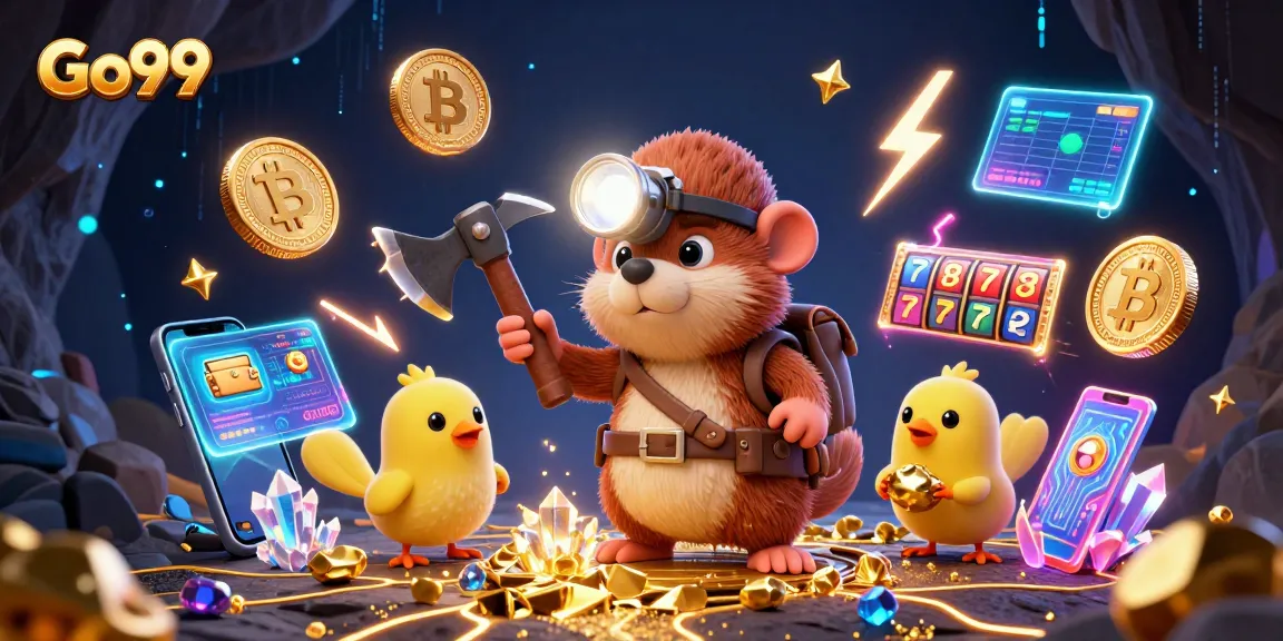 Engage with Go99 casino excitement through a vibrant treasure hunt in a crypto-themed adventure.