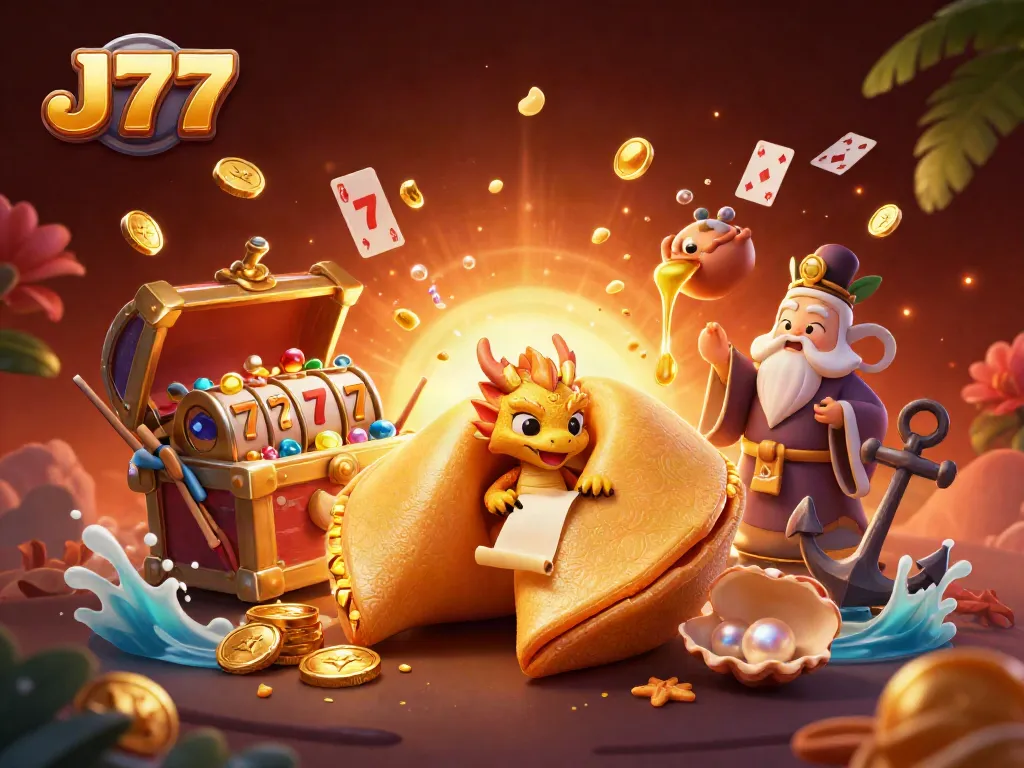 Experience exciting gameplay with J77’s dynamic casino atmosphere in this vibrant 3D illustration.