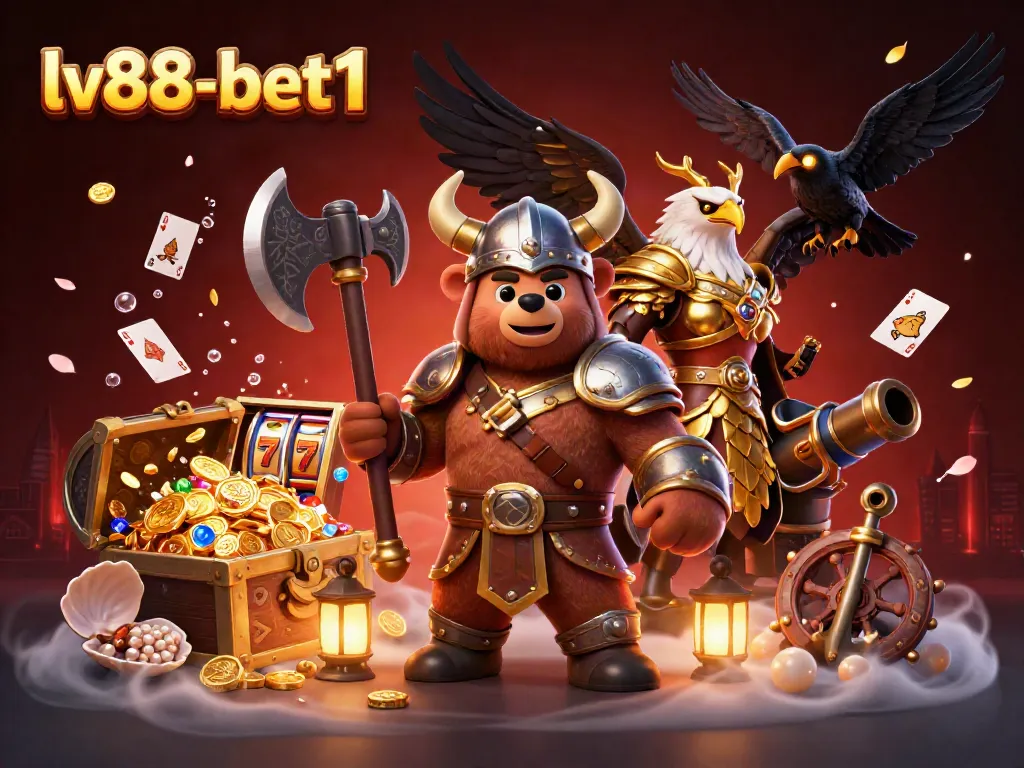 Experience thrilling gameplay at lv88-bet1 with vibrant 3D characters amid a treasure-filled casino adventure.