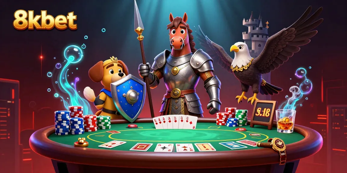Engage with 8xbet's exciting casino experience amidst vibrant poker elements and medieval charm