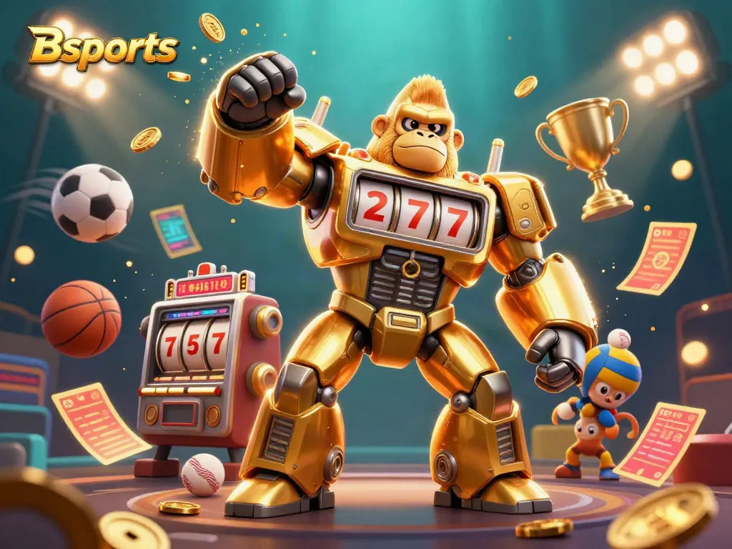 Experience thrilling gameplay with Bsports featuring dynamic golden gorilla mech and sports elements.