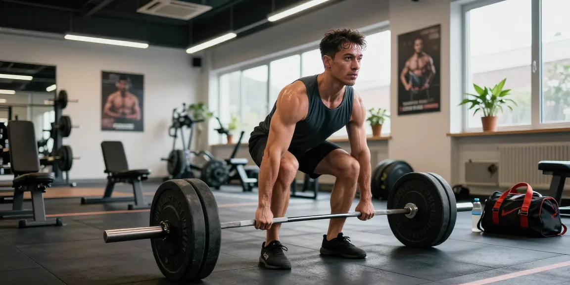 Athletic man lifting weights in gym, showcasing Prime Pharma Steroiden's effectiveness for fitness.
