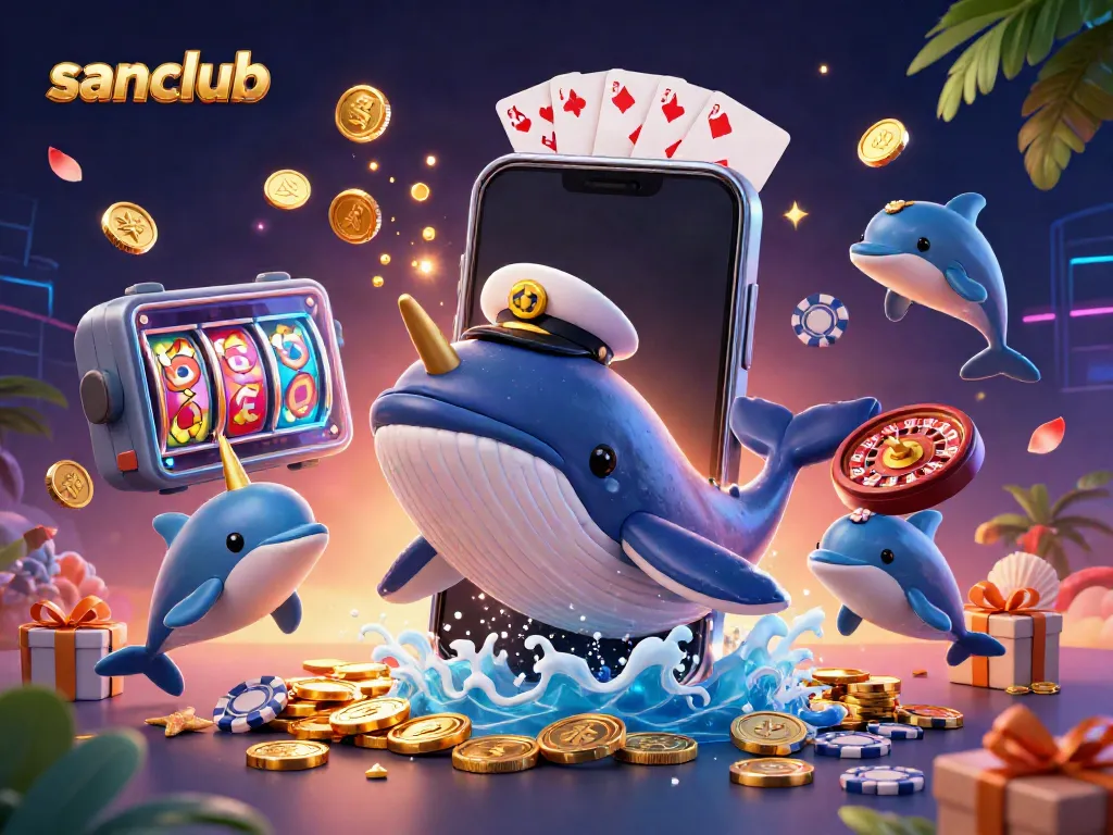 Experience thrilling gaming action at sanclub with a dazzling underwater casino scene featuring vibrant characters.