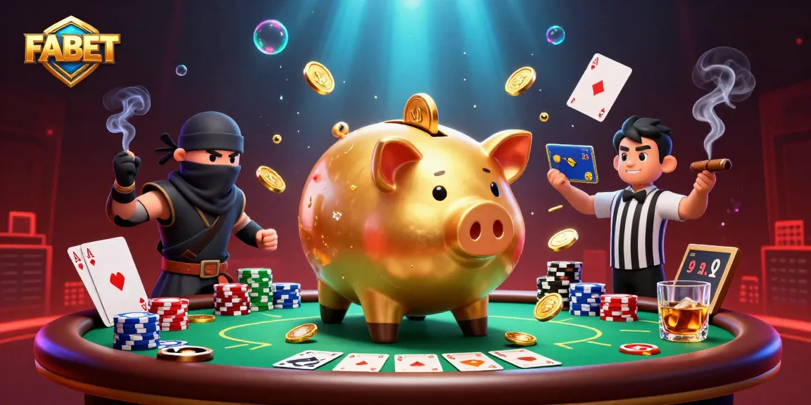 Engage in high-stakes action at FABET with a dynamic cartoon scene featuring colorful characters and poker elements.