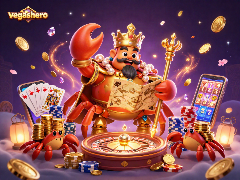Engage in thrilling gameplay at vegashero as the golden crab emperor oversees exciting casino action.