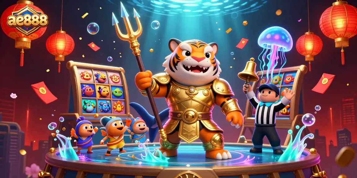 Experience the excitement of ae888's underwater casino with a tiger shark in action.