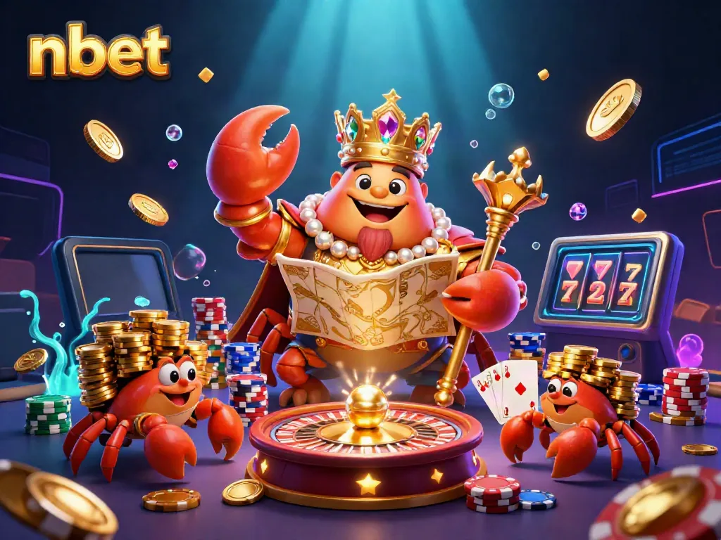Experience the excitement of nbet with golden crab emperor and vibrant casino elements in a dynamic scene.