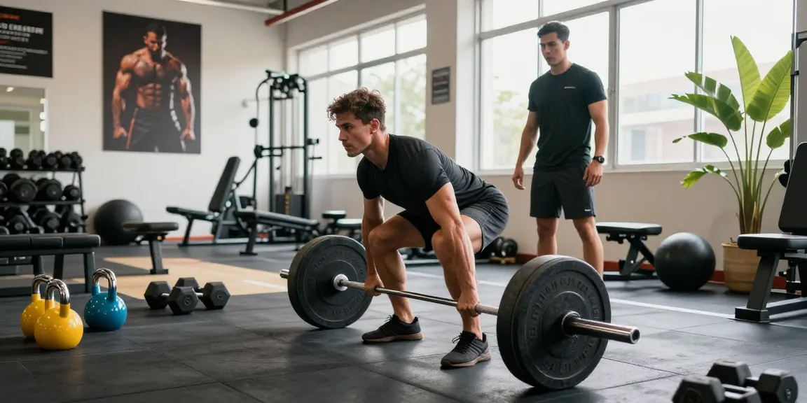 Athletic man lifting weights in a gym showcasing Prime Pharma Steroiden for increased strength and fitness.