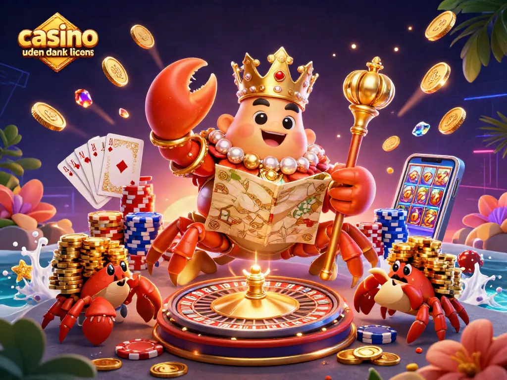 Engage with casino uden dansk licens through a vibrant 3D scene featuring a golden crab emperor