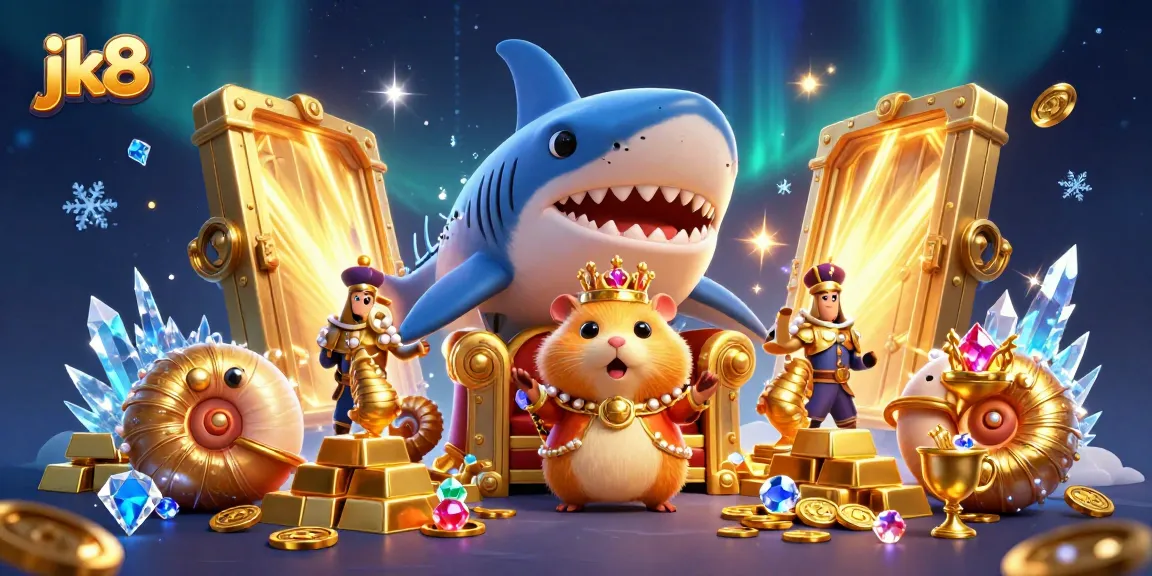 Experience the thrill at jk8, where the fierce golden hamster king reigns over a magnificent casino treasure.