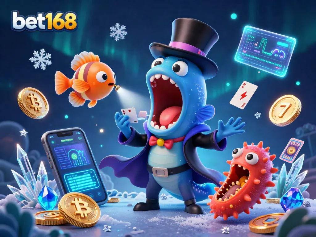 Enjoy thrilling card tricks by bet168's sea creatures in a mesmerizing underwater casino scene.