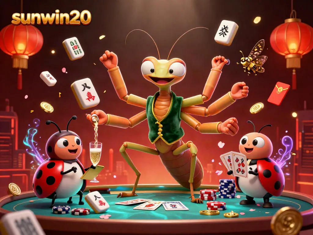 Experience the vibrant essence of sunwin20 with a lively 3D illustration of casino characters in action.