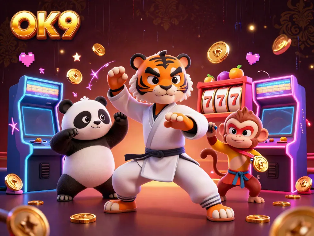 Spin jackpots and experience OK9’s vibrant casino games featuring colorful characters and elements.