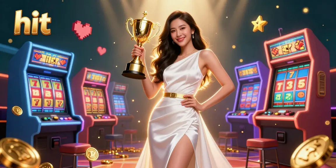 Hit the jackpot with a stunning Asian woman celebrating victory in a lively casino scene.