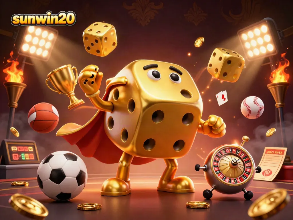 Engage in thrilling casino action with sunwin20, featuring vibrant scenes of 3D gaming elements and dynamic characters.