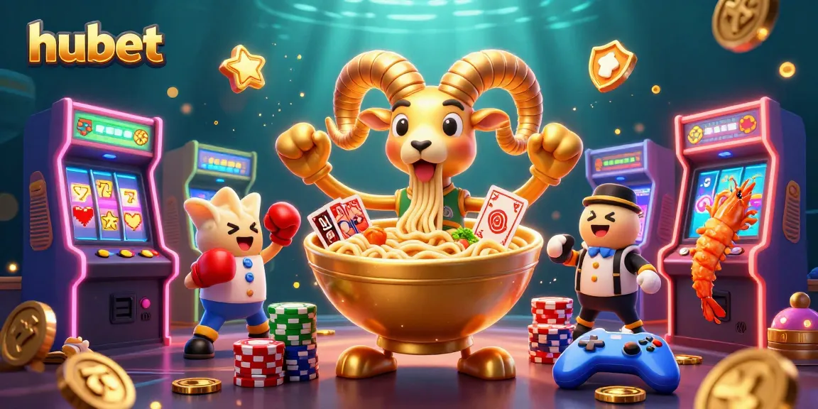 Join the excitement of hubet with a vibrant 3D casino illustration featuring unique characters and immersive gaming elements.