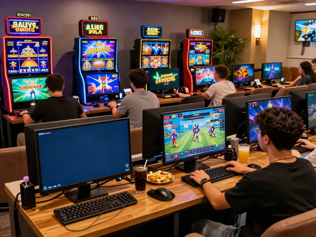 Dynamic gaming environment at https://net88.broker/ with players enjoying sports betting, live casino, and slot games.