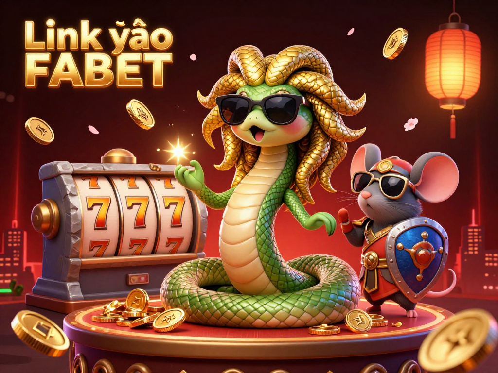 Experience thrilling fun while gaming in Link vào FABET with captivating characters in a vibrant casino scene.