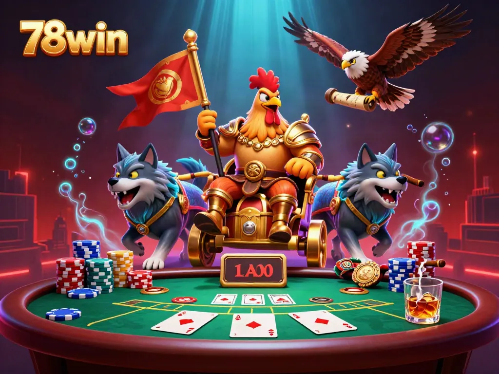Experience thrilling poker action with 78win as a cartoon rooster warlord leads the game in an epic 3D scene.