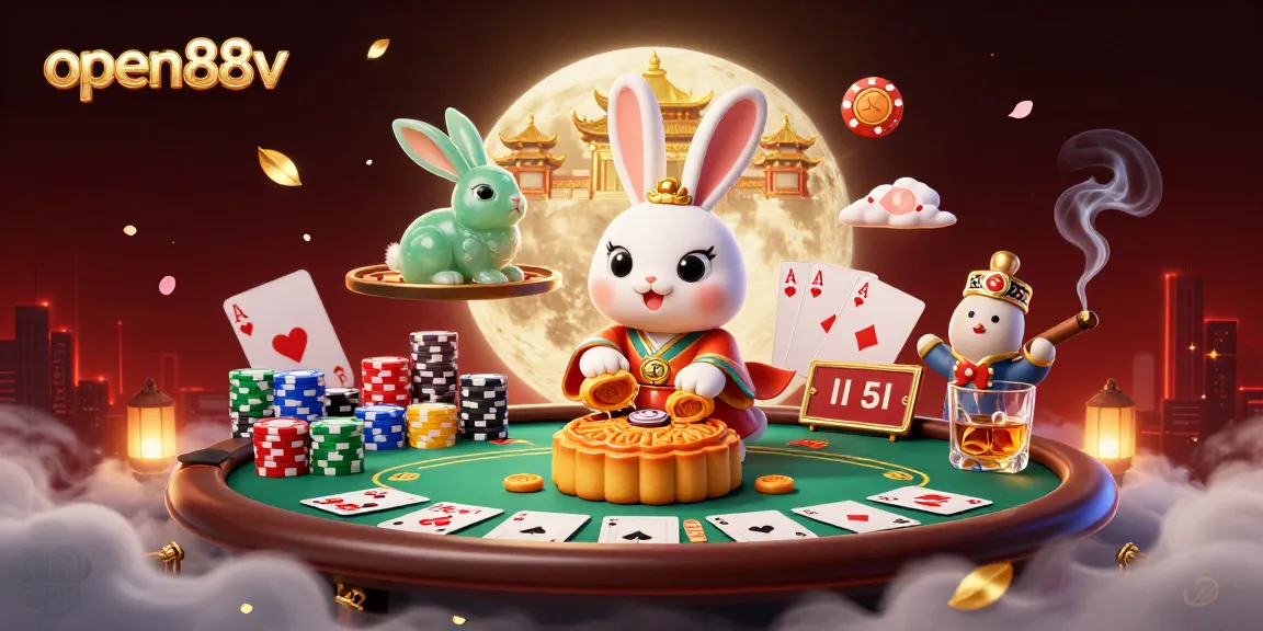 Experience thrilling poker action with open88v represented in a vibrant moonlit scene